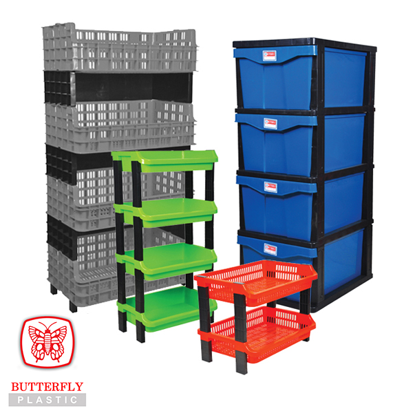 Multi-purpose plastic storage racks and crates
